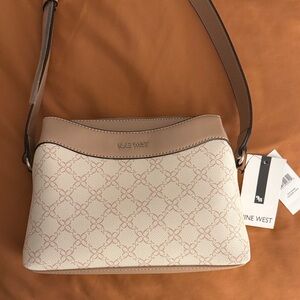Nine West Cream & Tan Patterned Shoulder Bag